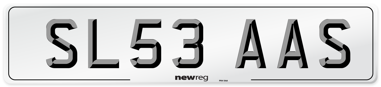 SL53 AAS Number Plate from New Reg